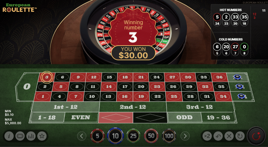 How to Play Roulette - collecting a winning after doing an outside bet called Dozens