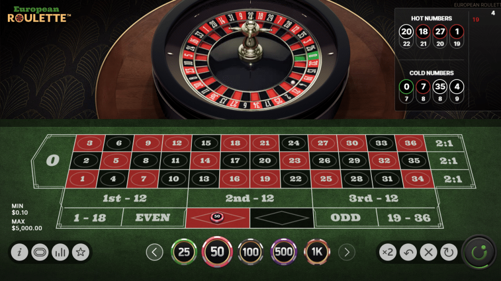 How to Play Roulette Online - a visual example of betting an outside bet of the ball landing on Red
